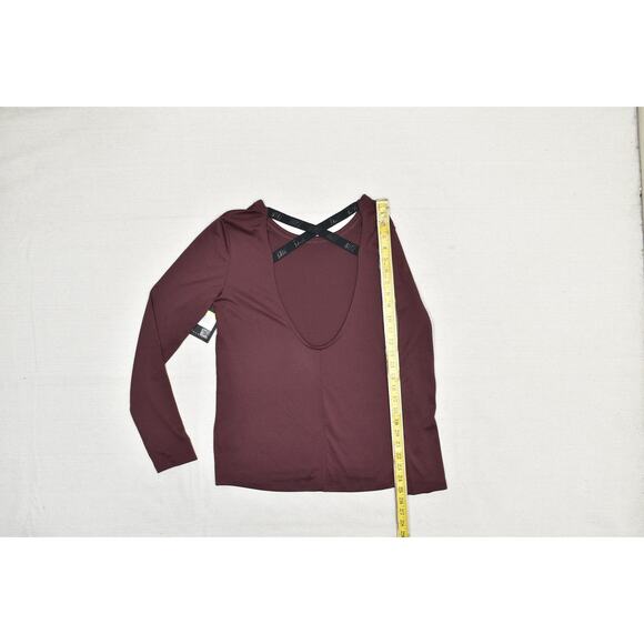 Nike Dri-FIT Long Sleeve Shirt Womens Small Red Maroon Crossback Training Top - Picture 6 of 8